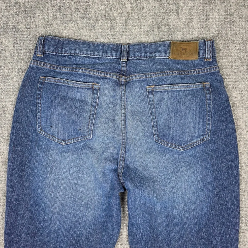 Lauren Ralph Lauren Studded Jeans Women 12 Blue Cotton Bootcut Embellished Denim